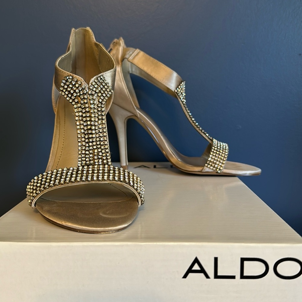 Champagne satin heels